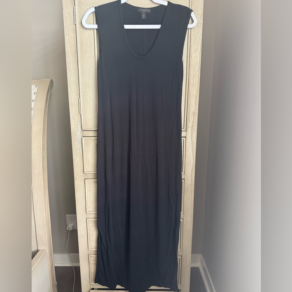 J. Crew XS PXS Maxi Side Slits Black Sleeveless Dress sundress coverup petite
